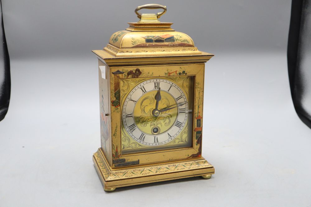 A gilt chinoiserie mantel clock, height 25cm